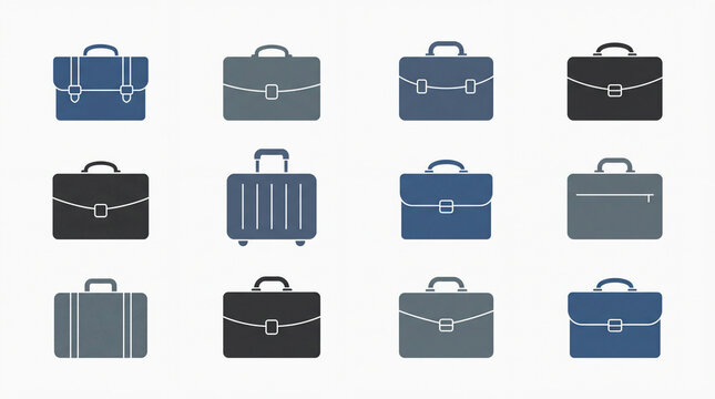 Briefcase Icons Set White Bkg.