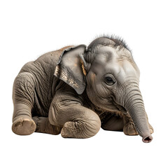 Adorable Elephant Calf : This cute elephant calf is resting gracefully, with an endearing gaze that captures the innocence of youth.