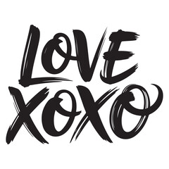 Brush Stroke "Love xoxo" Text Silhouette