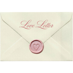 Cream-Colored Envelope with Pink 'Love Letter' Script and Heart-Shaped Wax Seal