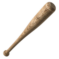 A classic wooden baseball bat with a knob and a natural finish.