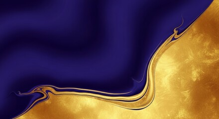 Abstract art piece with gold and dark blue colors