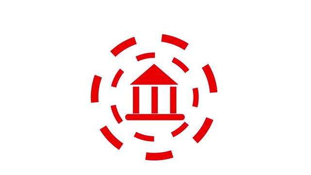 Animated Digital Bank or Government Building Icon Isolated bank building icon on a white background,4k video animation.