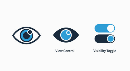 User interface icons: eye symbol for view control, visibility toggle switch, privacy, access, display, screening, monitoring, observation, perception, perception, interface, control, user experience