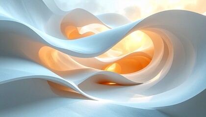 Bright abstract vector background with flowing heart shapes in orange and yellow waves creating a colorful modern design