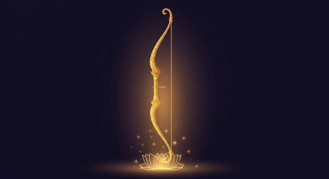 Lord Ram bow above lotus symbol &ndash; devotional spiritual illustration
