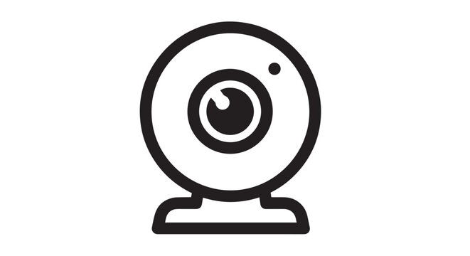 Simple black and white outline icon representing a desktop webcam device for digital communication