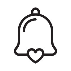 Obraz premium Minimalist notification bell icon with a heart symbol, representing social media likes, favorite alerts, donation reminders, and love-based mobile app notifications.