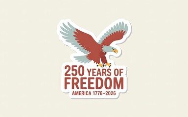 Obraz premium 250 Years of Freedom America Anniversary Flat Sticker in Vintage Patriotic Style