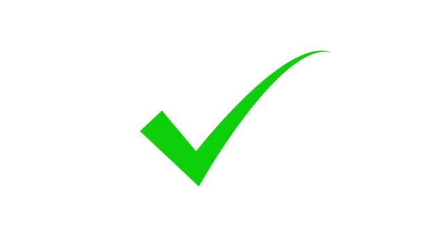Check mark symbol animation for approval status. Success confirmation and correct answer indication mark. Completion and acceptance process icon. Checkmark symbol yes approve choice, correct.