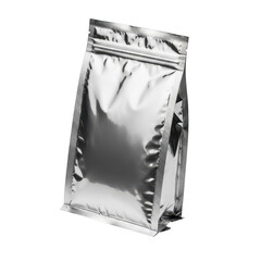 Shiny foil stand-up pouch isolated on transparent background
