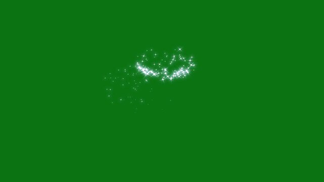 4k Magic light stars line effect on green screen, white glowing fairy sparkle line burst, fairy dust wand glitter stars trail transition, 2D flat sparkle effect overlay, shining twinkle transition.