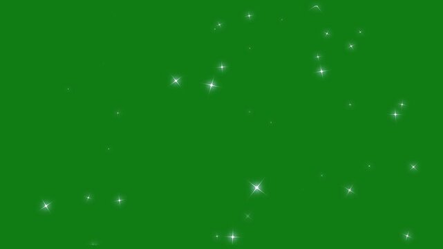 Sparkle glittering stars trail animation with twinkling particles, blinking cartoon doodle stars, flying magic starlight glitter line, sparkling star vector effect on green screen. 4k