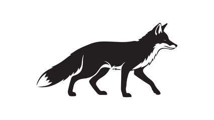 Black and White Stylized Wolf Silhouette Running Vector Illustration Minimalist Animal Art