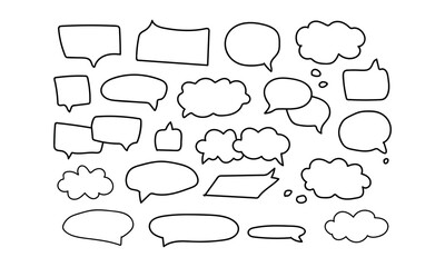 A diverse collection of speech bubbles and thought clouds in various shapes and sizes isolated on white background, Vector