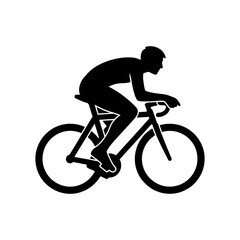 Obraz premium A cyclist intensely rides a road bike depicted in striking black silhouette