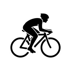 Obraz premium A cyclist rides a road bike in a dynamic black form silhouette