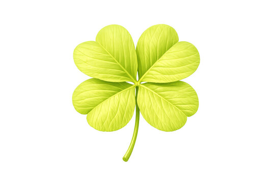 Four leaf clover representing good luck and fortune with a vibrant green leaf, isolated on transparent background
