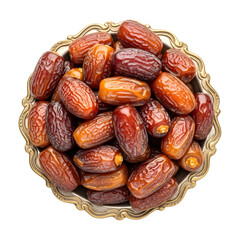 Obraz premium Sweet Medjool Dates in Ornate Bowl on Black