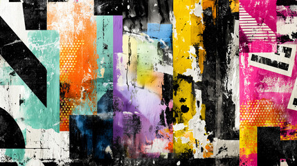 カラフルな幾何学グランジストリートアート	
