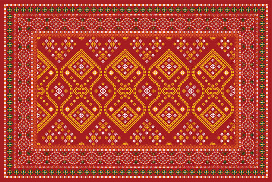 Traditional chunri dots pattern rajasthani art vector design carpet design