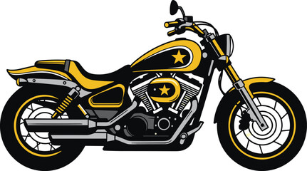 Fototapeta premium Black and yellow motorcycle with star bike vehicle transportation