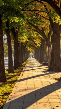 Leerer Gehweg mit B&auml;umen