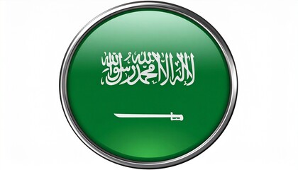 Saudi Arabia Flag Emblem with Metallic Border