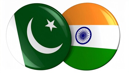 Pakistan and India Flag Badges Overlapping