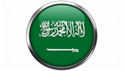 Saudi Arabia Flag Emblem with Metallic Border