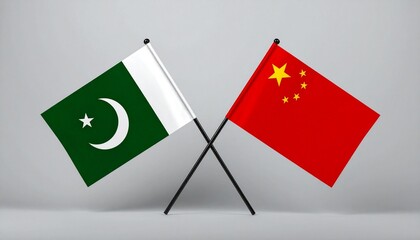  Crossed Flags of Pakistan and China Symbolizing Diplomatic Relations