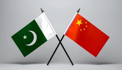  Crossed Flags of Pakistan and China Symbolizing Diplomatic Relations