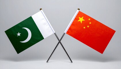  Crossed Flags of Pakistan and China Symbolizing Diplomatic Relations