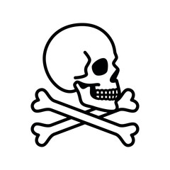 Human skull and crossbones line art icon. Vector illustration