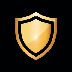 Gold and black shield logo icon. Vector illustration