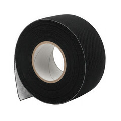 Roll of black fabric tape with adhesive backing isolated transparent background