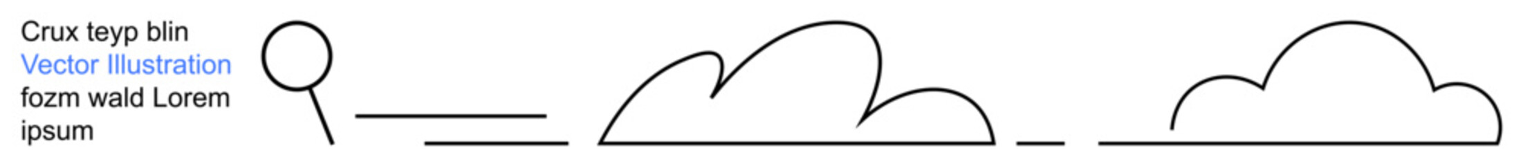Obraz premium Creativity, concepts, education, simplicity, minimalistic art, graphic design. Abstract black line of a person, horizontal line and two clouds. Creativity and concepts with a clean aesthetic