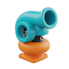 Turbocharger component isolated with transparent background transparent background