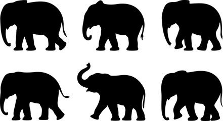 Cute Baby Elephant Set Vector