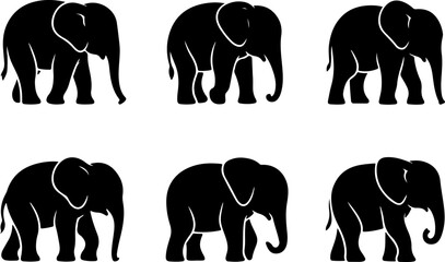 Cute Baby Elephant Set Vector