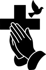 Christian Worship Prayer Silhouette with Cross and Holy Spirit Dove