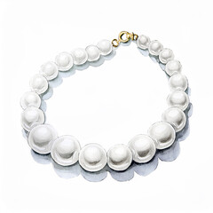Obraz premium A magnificent necklace of white pearls. An ideal watercolor for a bride, Valentine's Day, a wedding, or any other occasion with a love theme.