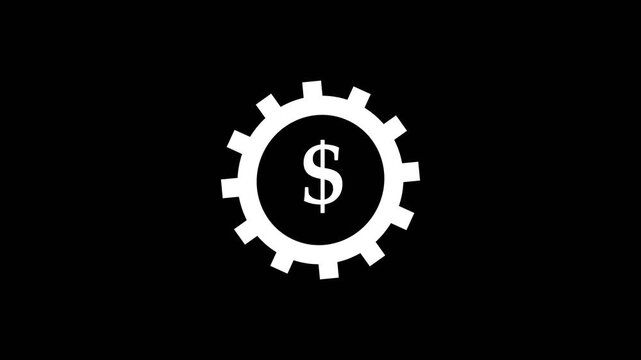 Gear symbol with dollar sign financial concept icon Gear symbol with dollar sign financial concept icon with black background,4k video animation.