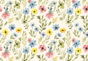 Seamless floral pattern with gentle peach flowers and leaves