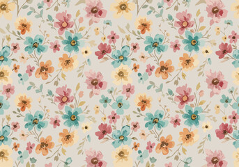 Seamless botanical background with delicate floral silhouettes