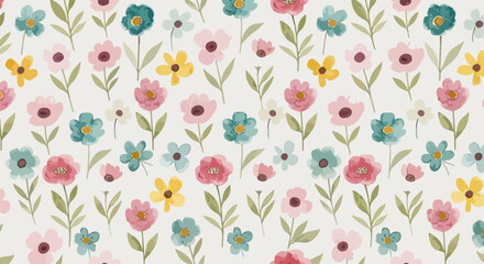 Elegant seamless botanical pattern with blooming roses and subtle greenery