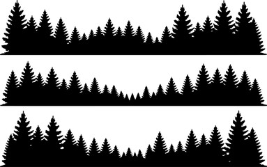 Pine Forest Silhouette Border Set