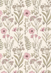 Floral seamless pattern with romantic spring blossoms