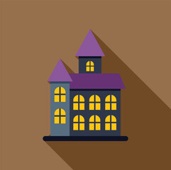 Naklejka premium Haunted house illustration representing a spooky mansion with glowing windows