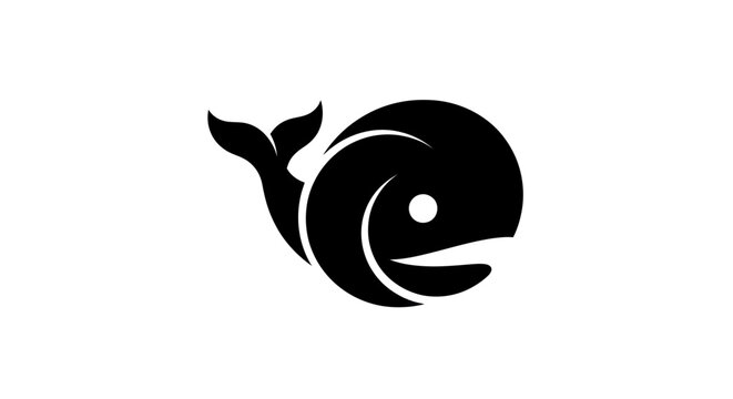 Black whale silhouette on white background